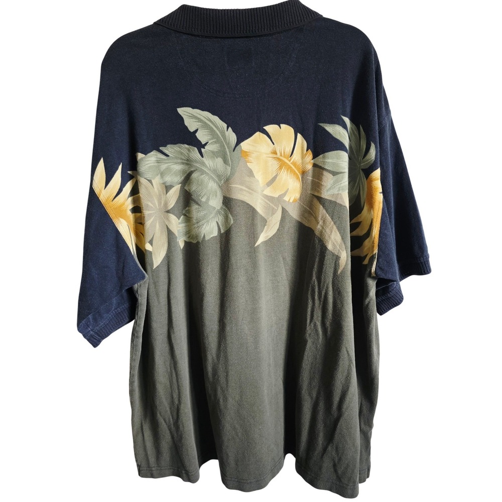 Tommy‎ Bahama Mens XXL Tropical Vintage Y2K Short Sleeve Polo Shirt Black Green - Picture 4 of 11